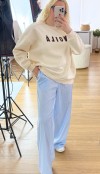 White striped poplin pants