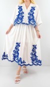 Embroidery detailed white shirt skirt set
