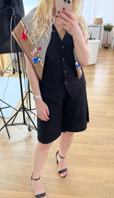 Black vest short set