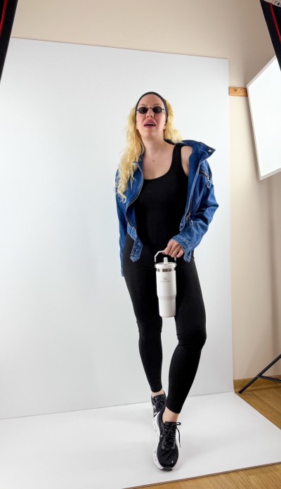 Siyah kalın askılı tayt tulum