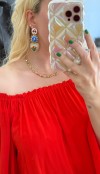 Off shoulder red blouse