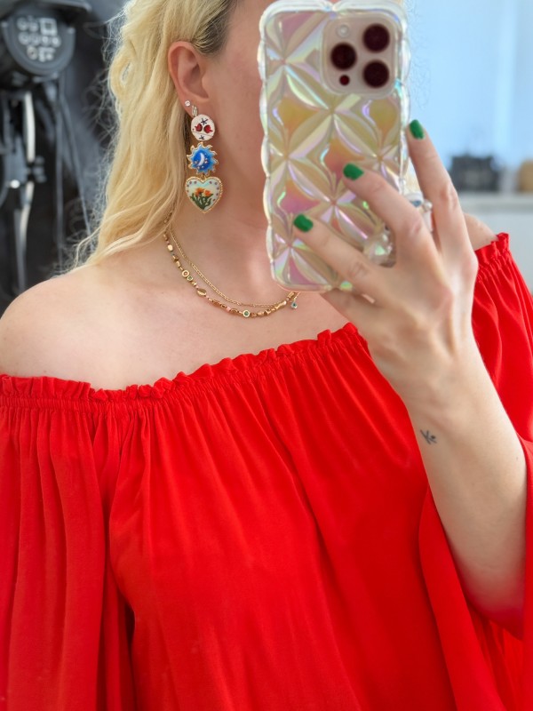 Off shoulder red blouse