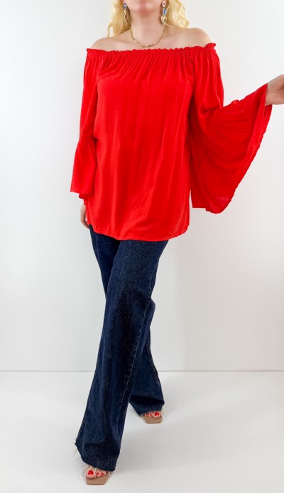 Off shoulder red blouse