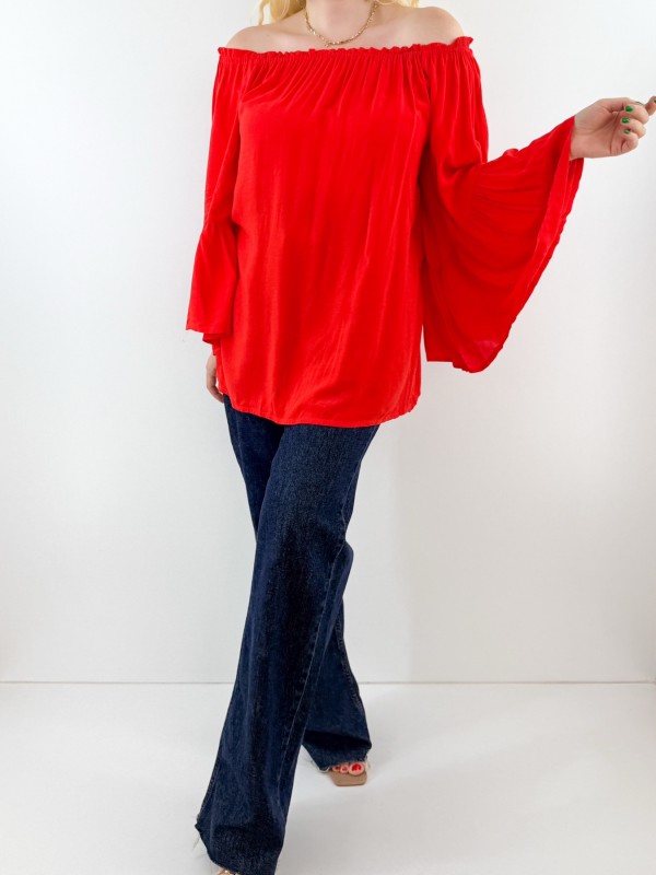 Off shoulder red blouse