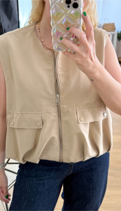 Beige baloon vest