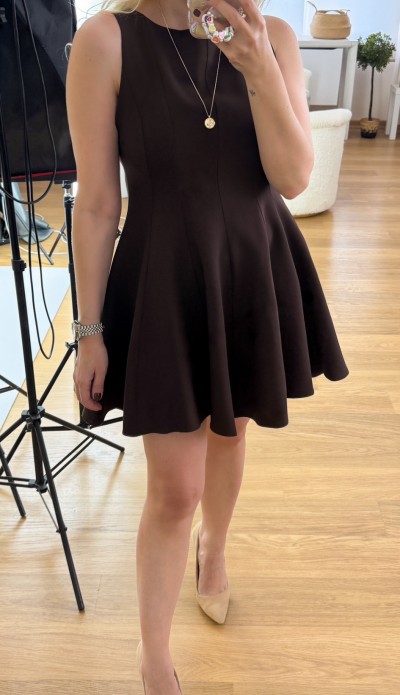 Kahverengi kloş premium elbise