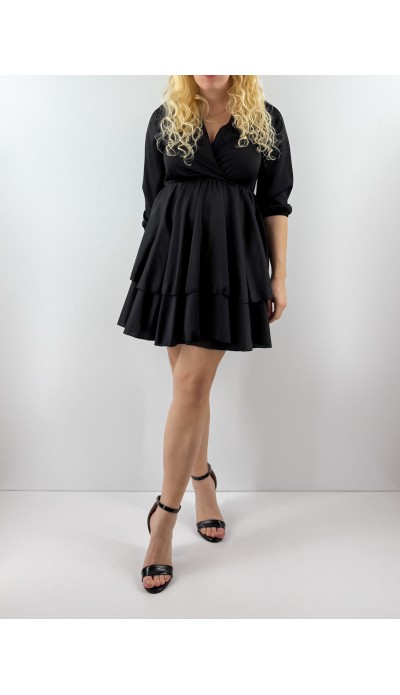 Black midi sateen dress