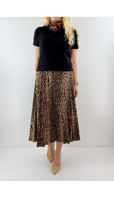Leopar desen pliseli etek