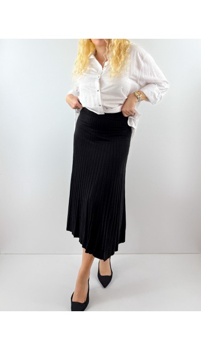 Siyah midi boy triko etek