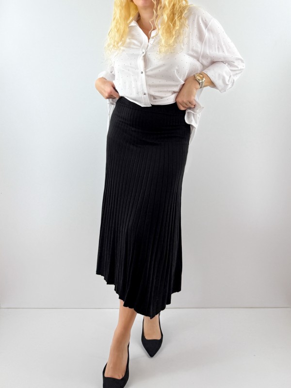 Siyah midi boy triko etek