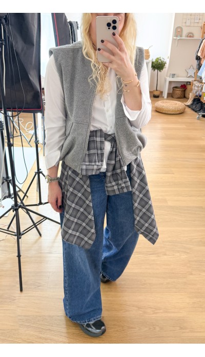 Gri ekose oduncu gömlek