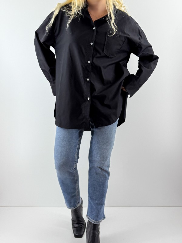 Black oversize poplin shirt