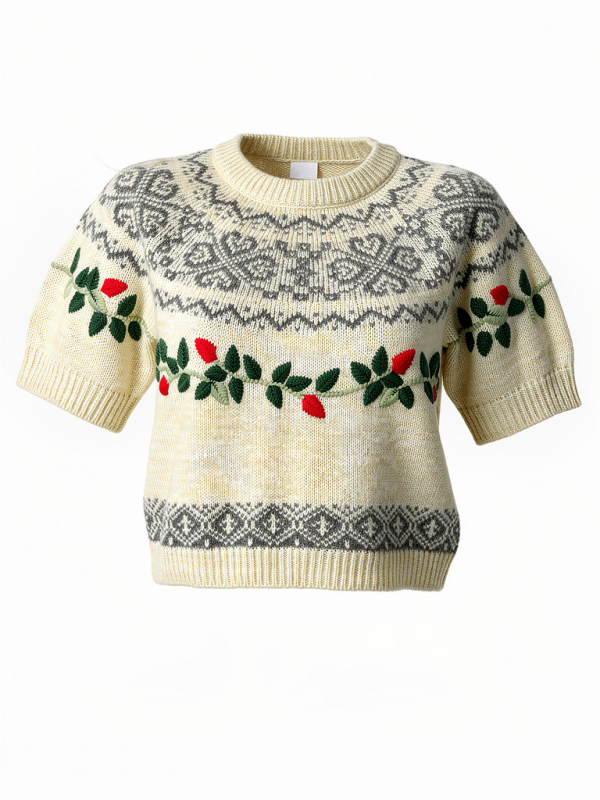 İşleme ve nakış detaylı tasarım kazak