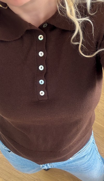 Kahverengi polo yaka triko kazak