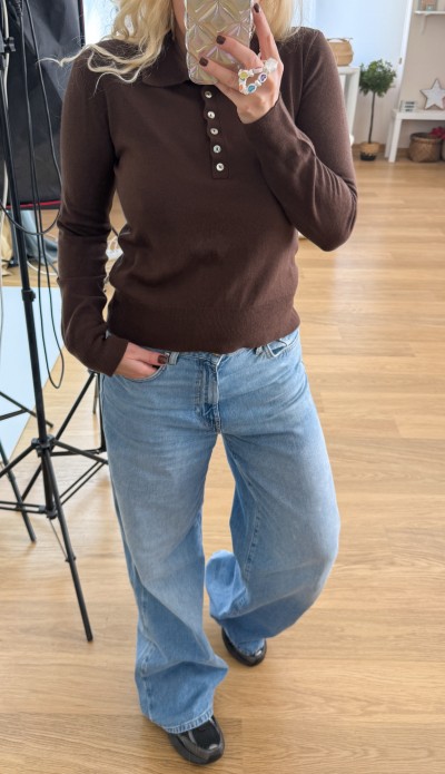 Kahverengi polo yaka triko kazak