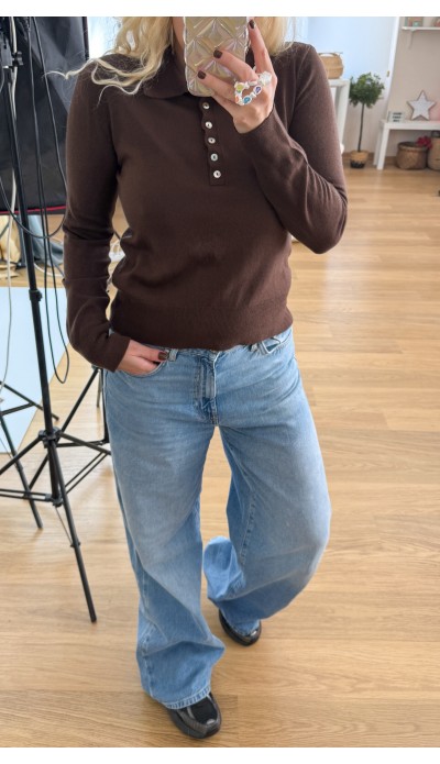 Kahverengi polo yaka triko kazak