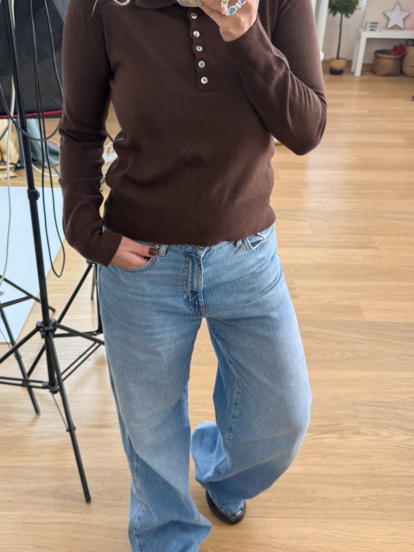 Kahverengi polo yaka triko kazak