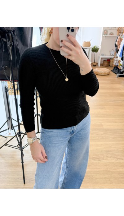 Siyah bisiklet yaka basic kazak