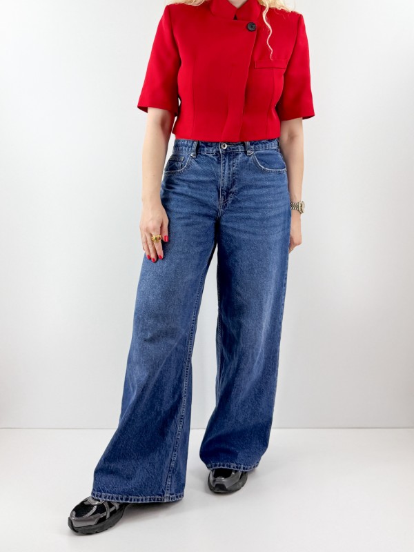 Kırmızı crop blazer ceket