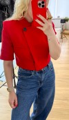 Kırmızı crop blazer ceket