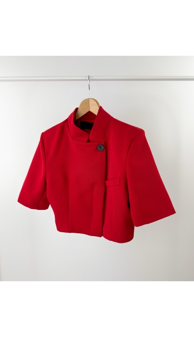 Kırmızı crop blazer ceket