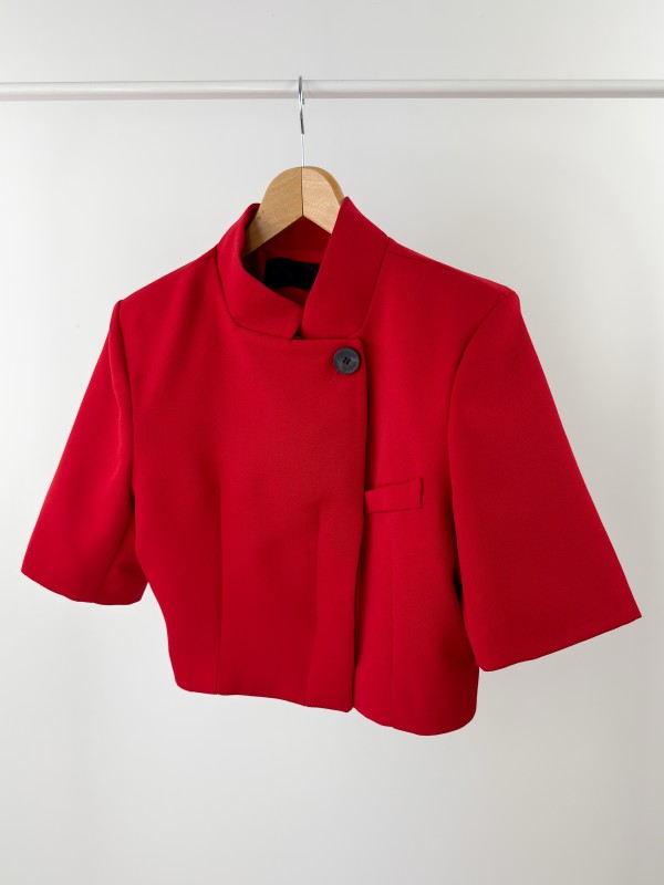Kırmızı crop blazer ceket