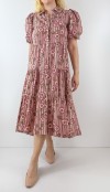 Çiçek desenli midi poplin elbise