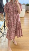 Çiçek desenli midi poplin elbise