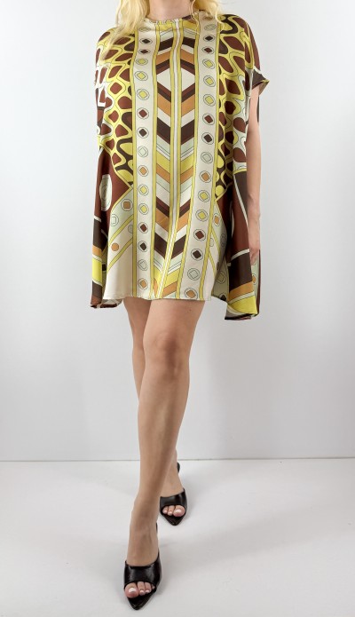Geometric printed midi sateen dress