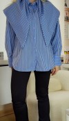 Scarf detailed striped shirt