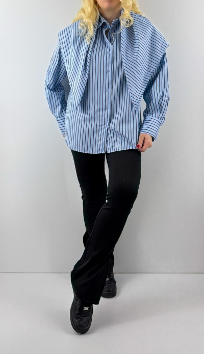 Scarf detailed striped shirt