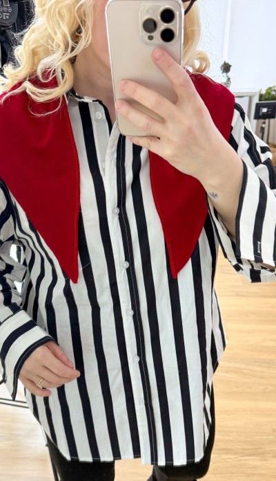 Black striped white oversize shirt