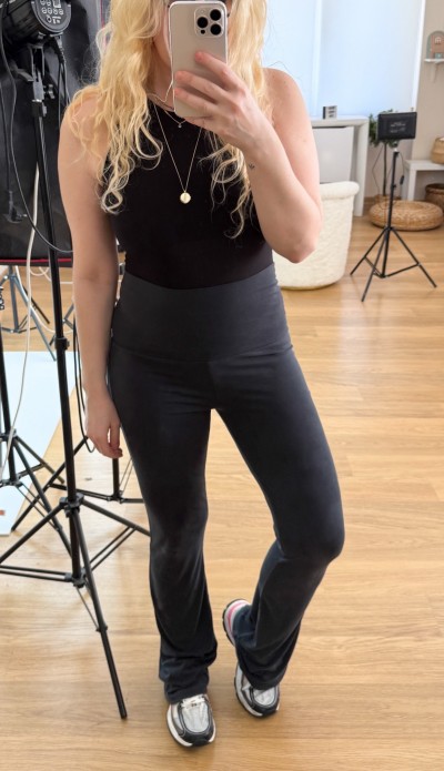 Dark gray flare legging pants