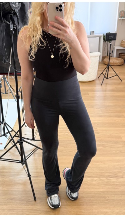 Koyu gri ispanyol tayt pantolon