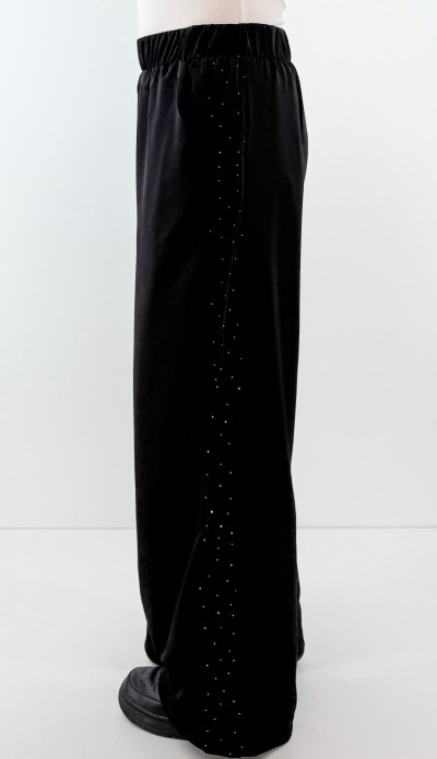Black side stone detailed pants