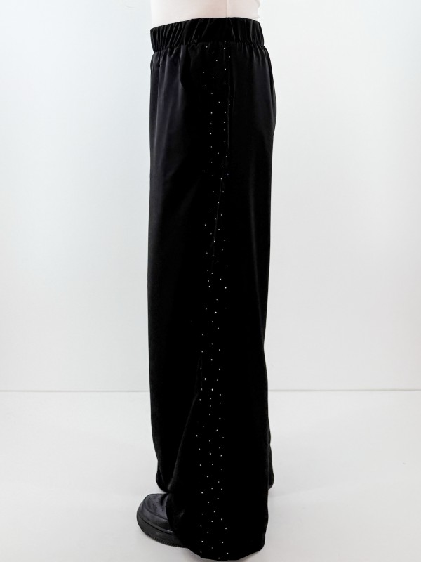 Black side stone detailed pants