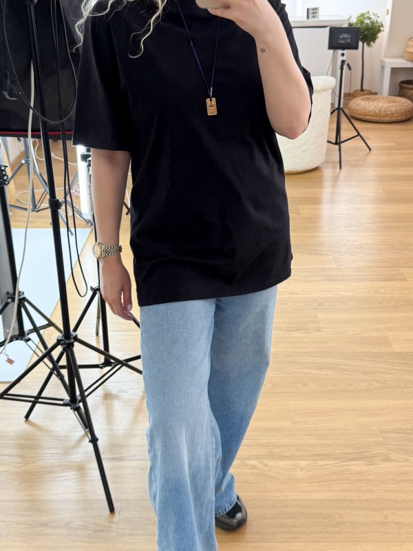 Siyah tunik boy tişört