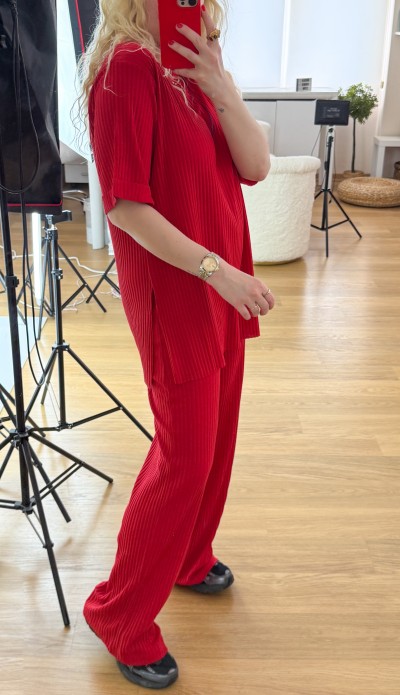 Kaşkorse bluz pantolon takım