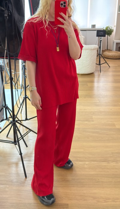 Kaşkorse bluz pantolon takım