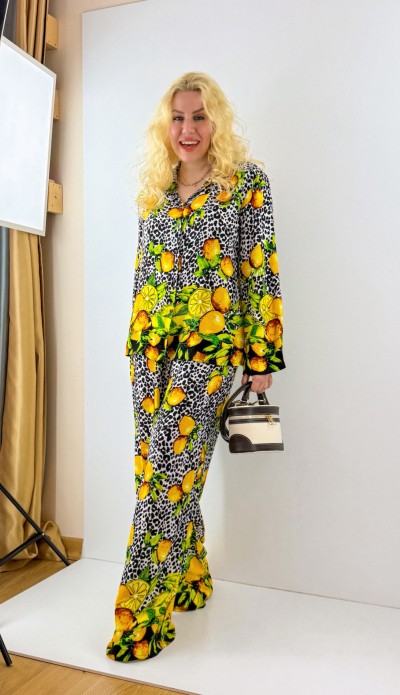 Lemon printed shirt pants set