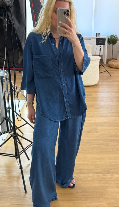 Tencel denim shirt pants set