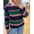 Çizgili polo yaka sweatshirt