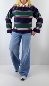 Çizgili polo yaka sweatshirt