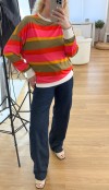 Renkli çizgili sweatshirt