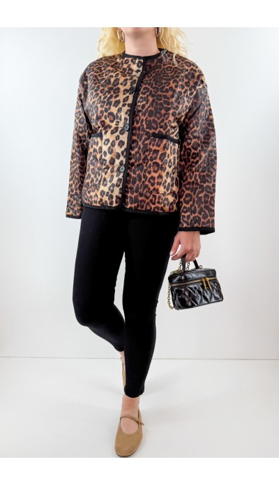 Leopar desen kapitone ceket