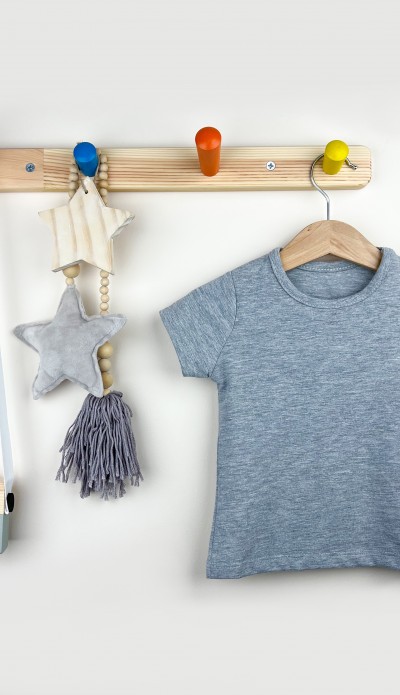 Gri kısa kollu pamuklu bebek tişört