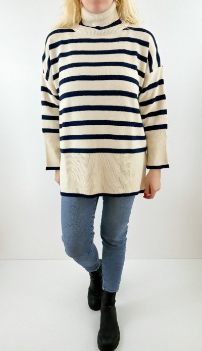 Çizgili balıkçı triko kazak