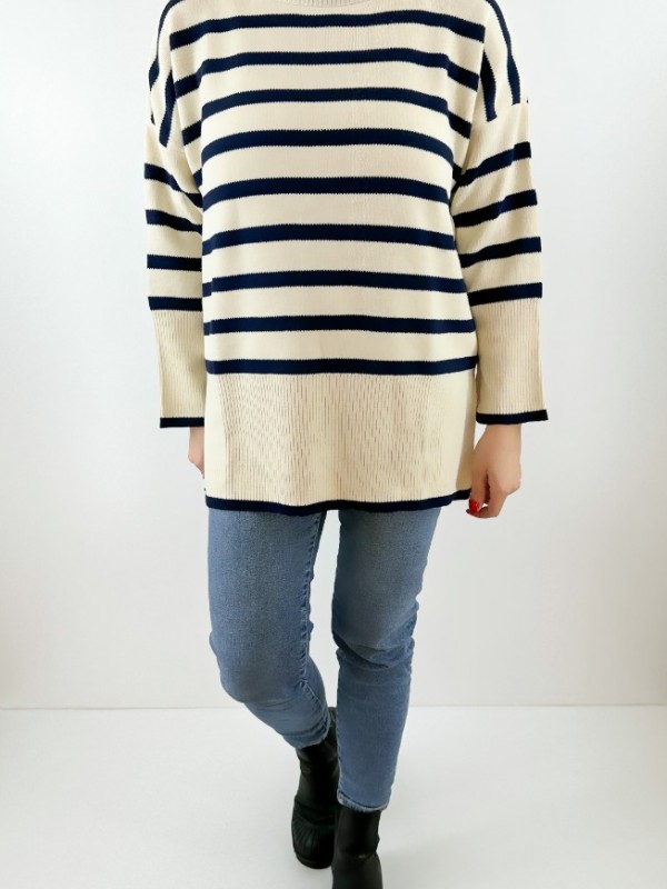 Striped tunic sweater