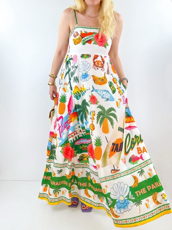 Special print maxi chiffon dress