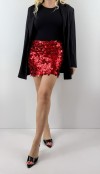 Red sequined mini skirt